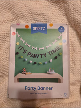 Spritz It's Pawty Time Party Banner